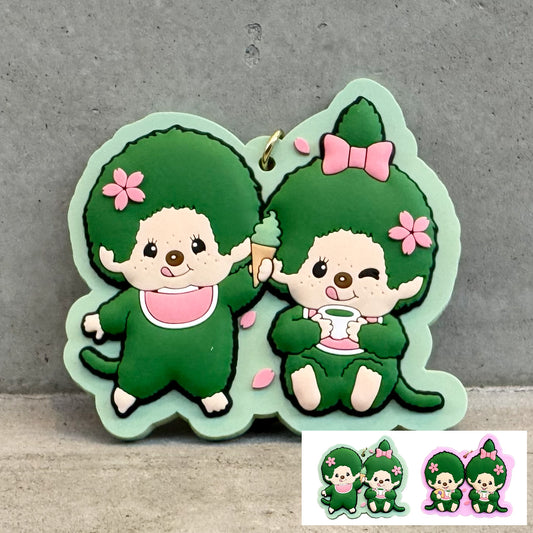 抹茶モンチッチ ラバーキーホルダー（GREEN／PINK）